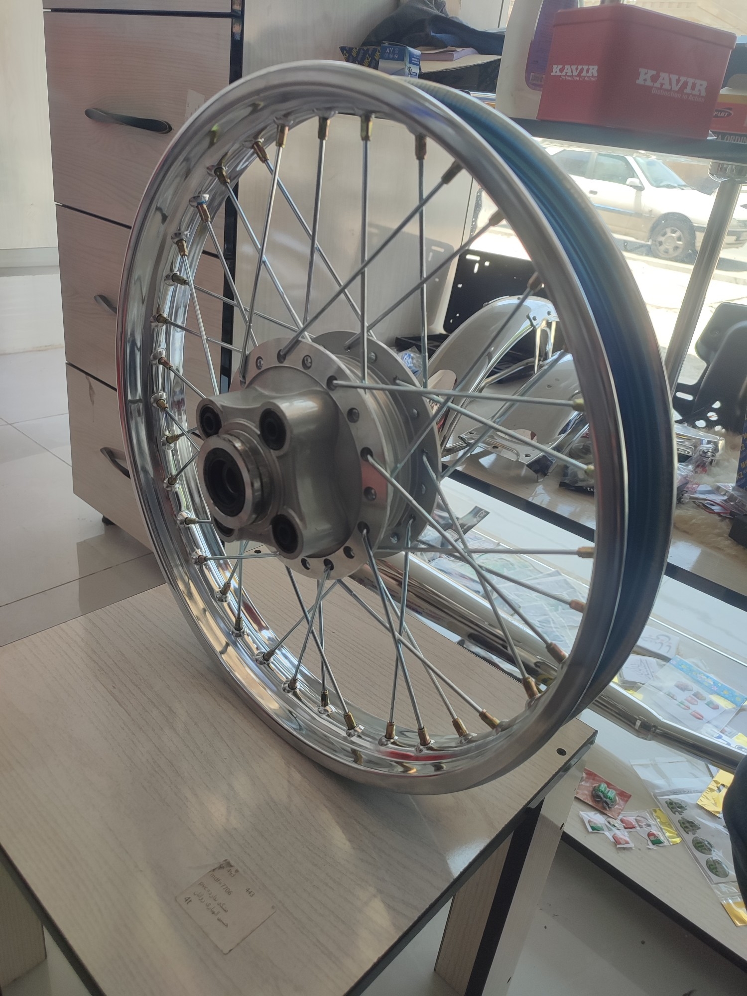 رینگ عقب کامل موتور سیکلت هندا(کیفیت وارداتی توپی عقب دور استیل)